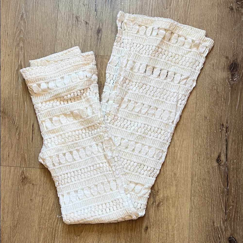 Cream Knit Cover Pants